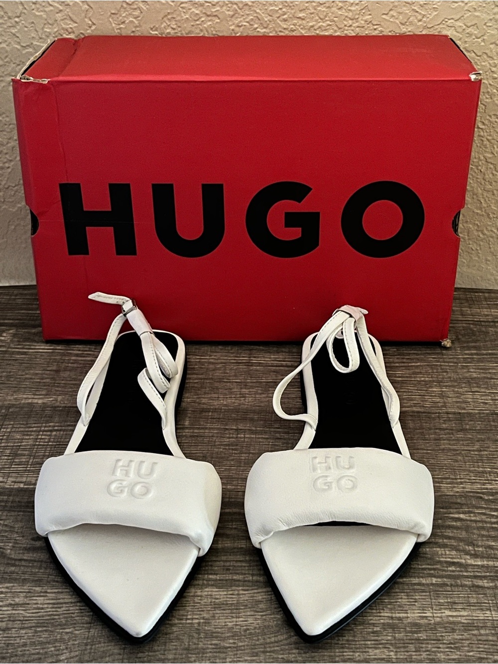 HUGO BOSS Women’s Ellye Sandal White Color Size 8